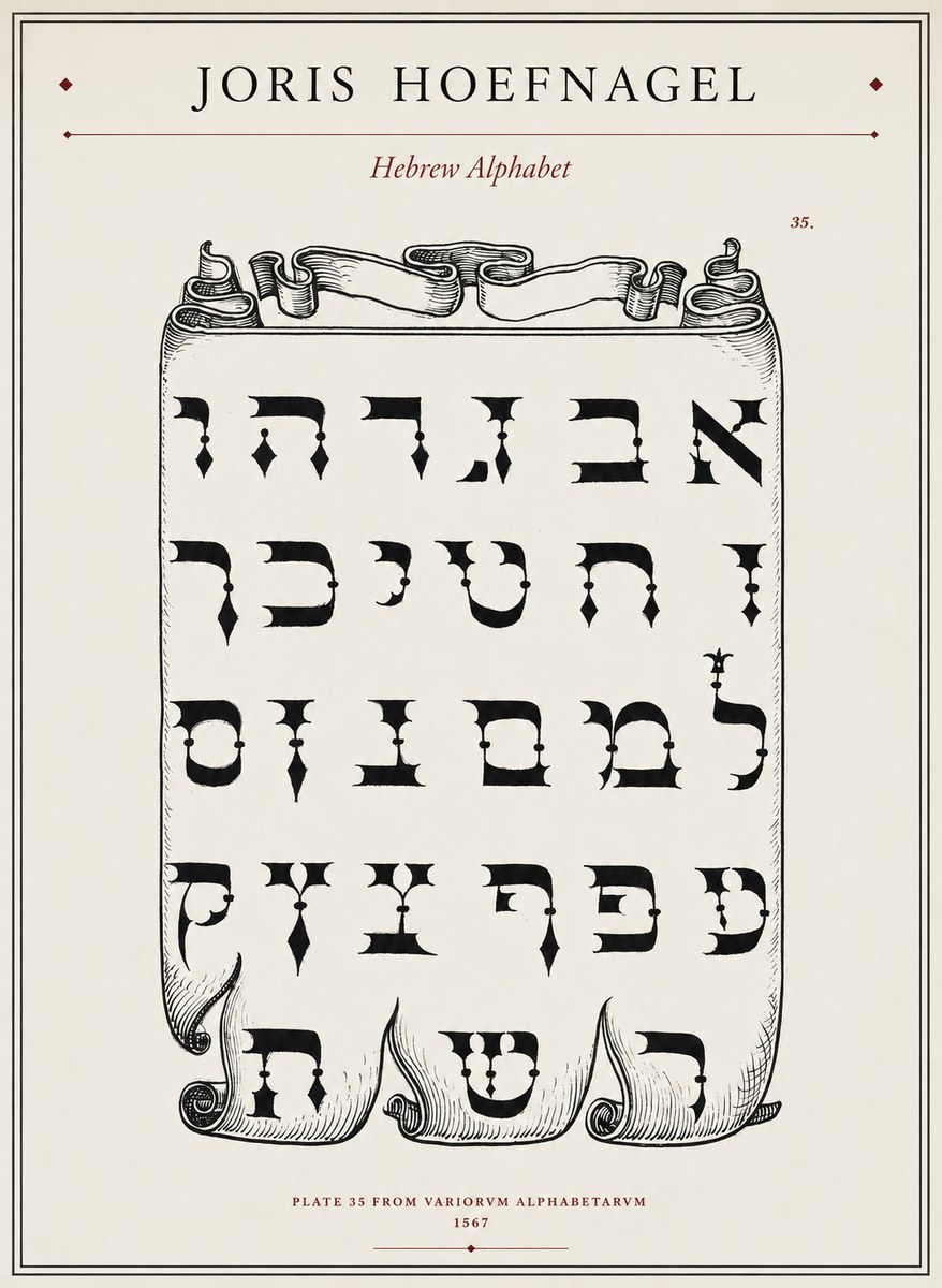 Joris Hoefnagel Hebrew Alphabet No1 - Poszter