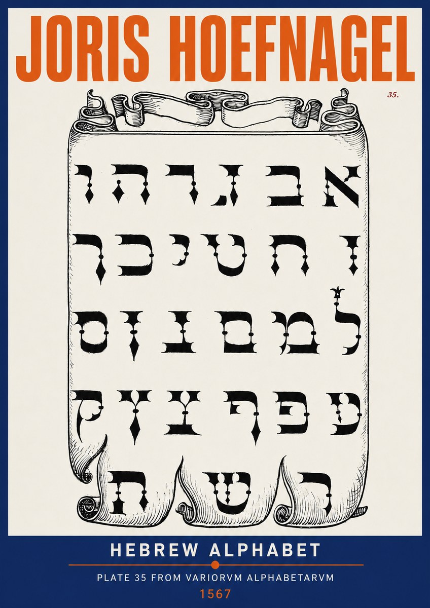 Joris Hoefnagel Hebrew Alphabet No2 - Poszter