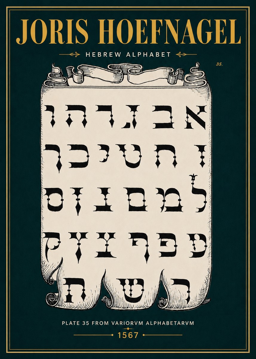 Joris Hoefnagel Hebrew Alphabet No4 - Poszter