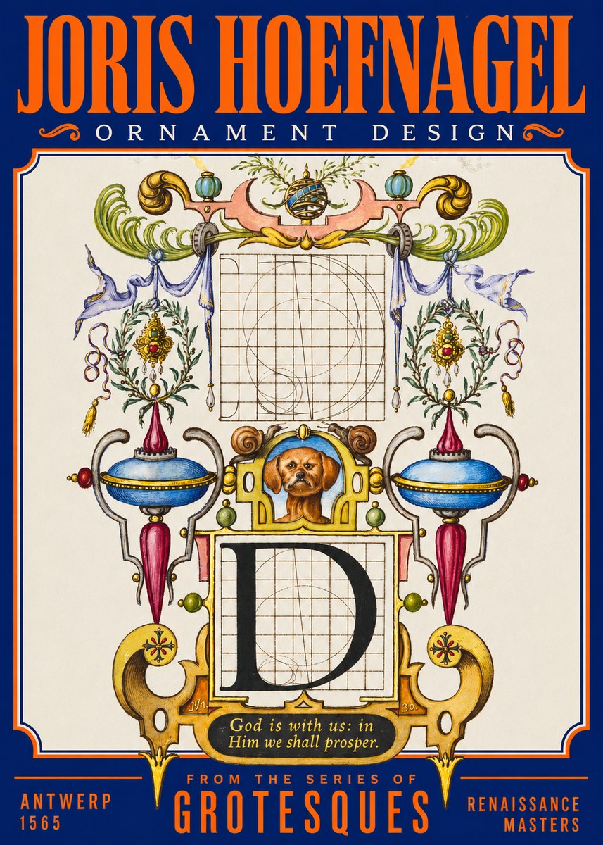 Joris Hoefnagel Illuminated Initial 'D' No3 - Poszter
