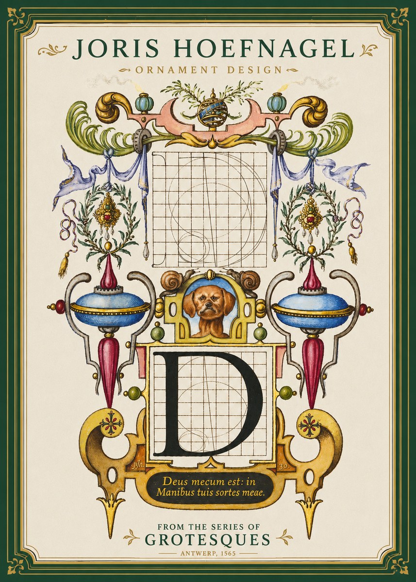 Joris Hoefnagel Illuminated Initial 'D' No4 - Poszter