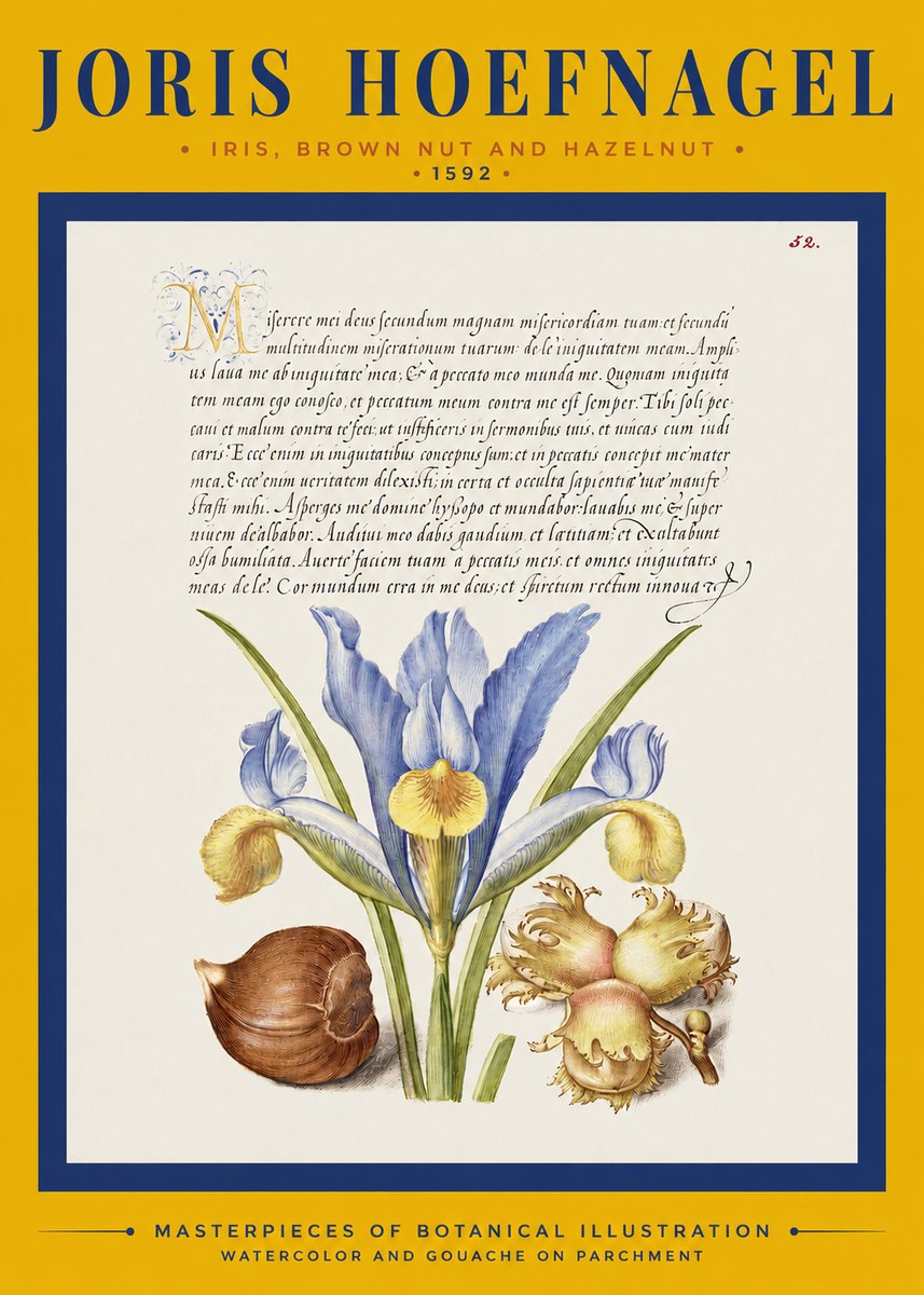 Joris Hoefnagel Iris, Brown Nut and Hazelnut No2 - Poszter