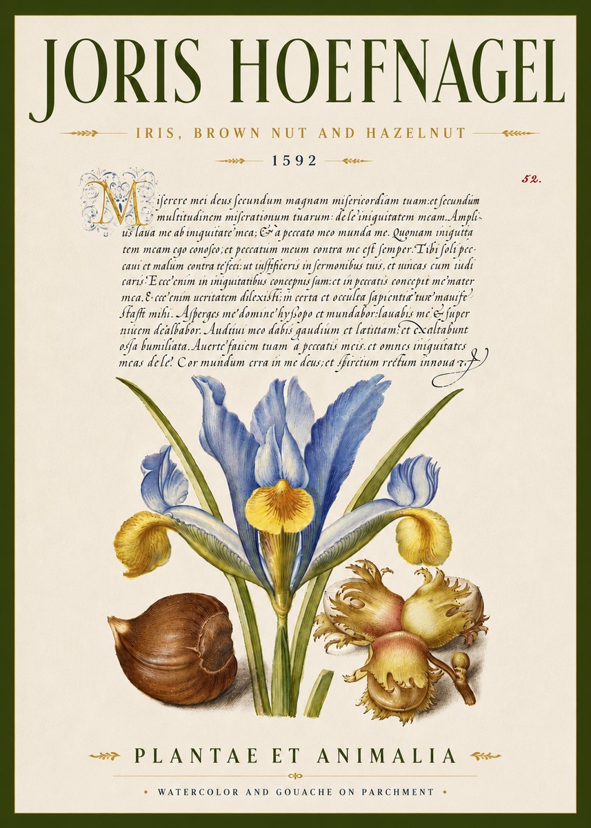 Joris Hoefnagel Iris, Brown Nut and Hazelnut No5 - Poszter