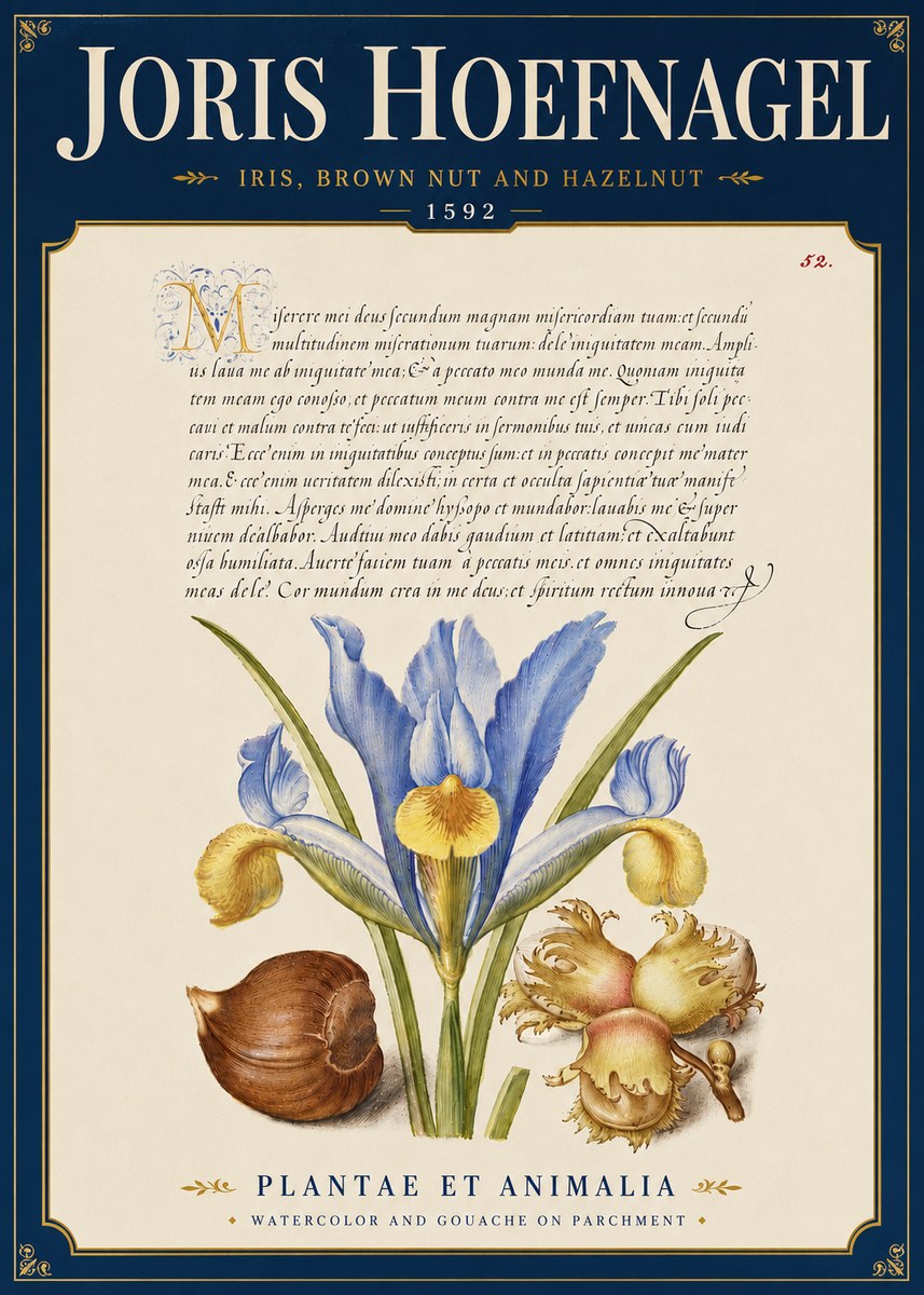 Joris Hoefnagel Iris, Brown Nut and Hazelnut No6 - Poszter