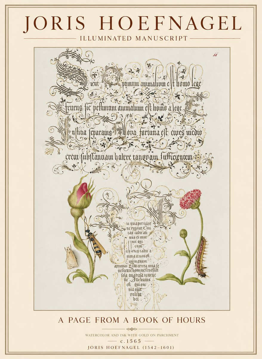 Joris Hoefnagel A Page from a Book of Hours No1 - Poszter