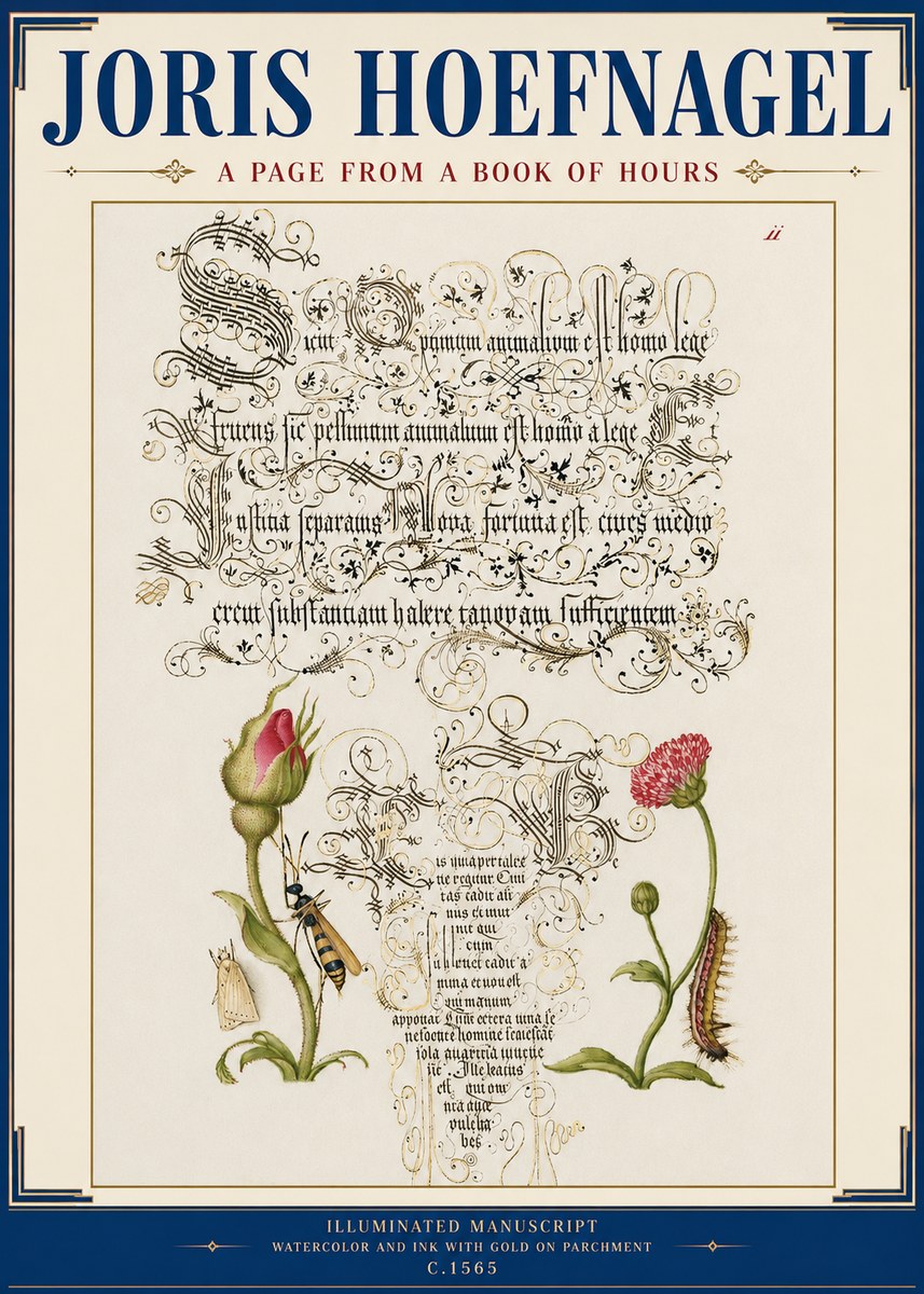 Joris Hoefnagel A Page from a Book of Hours No3 - Poszter