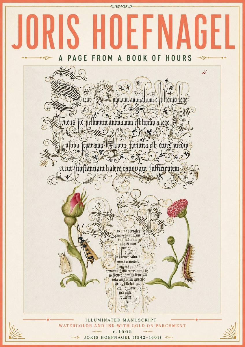 Joris Hoefnagel A Page from a Book of Hours No4 - Poszter