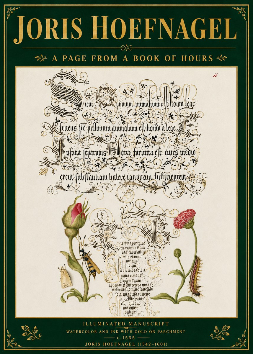 Joris Hoefnagel A Page from a Book of Hours No5 - Poszter