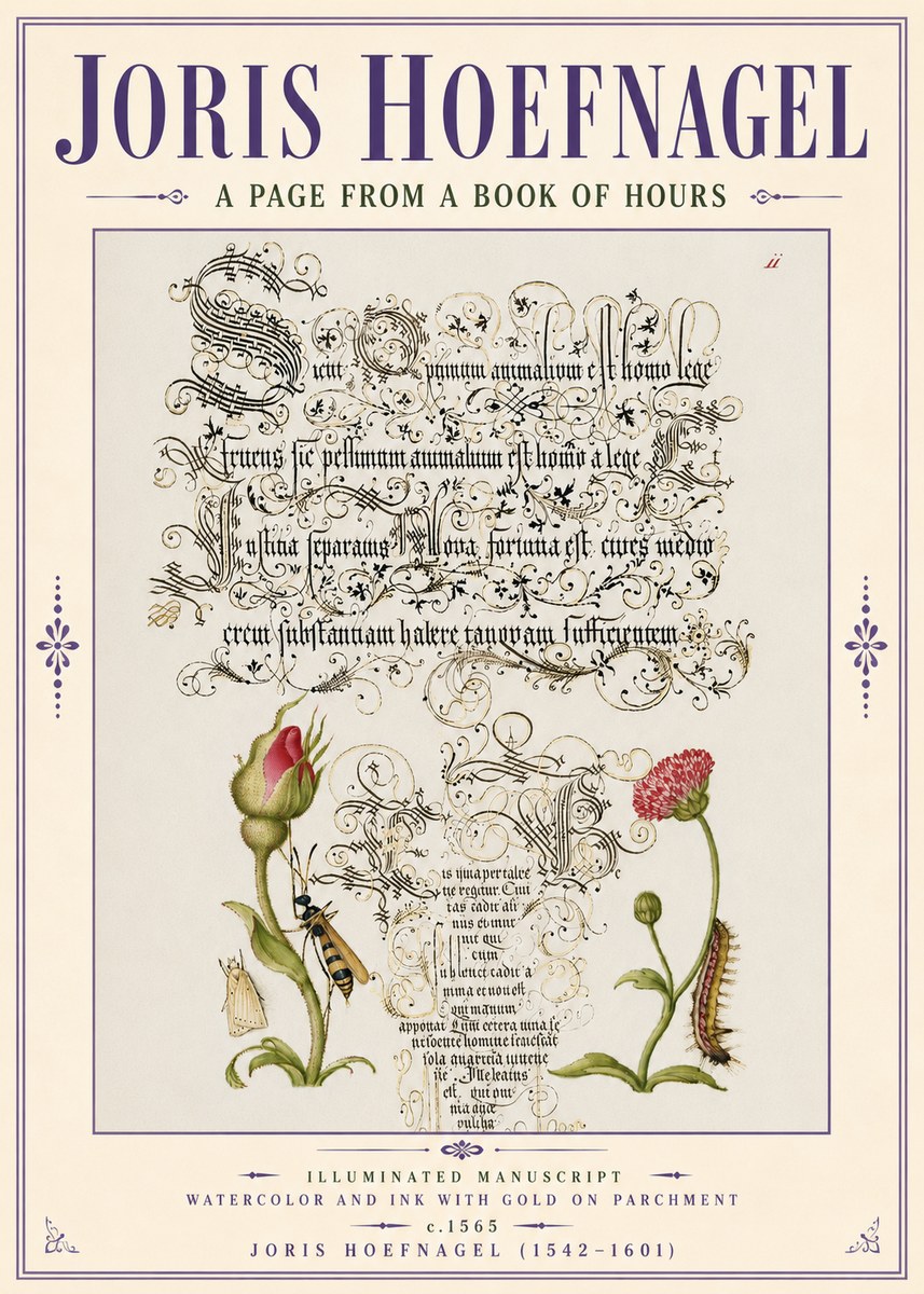 Joris Hoefnagel A Page from a Book of Hours No6 - Poszter