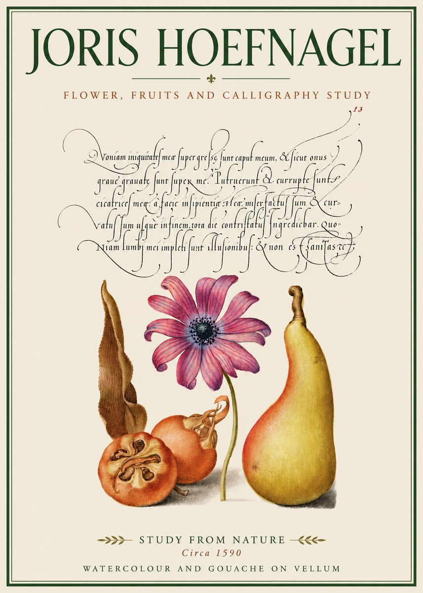 Joris Hoefnagel Study of Flower and Fruits No4 - Poszter