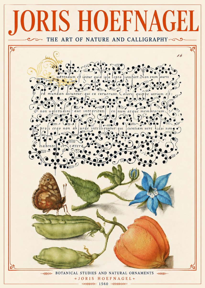 Joris Hoefnagel Study of Plants and Butterfly No6 - Poszter