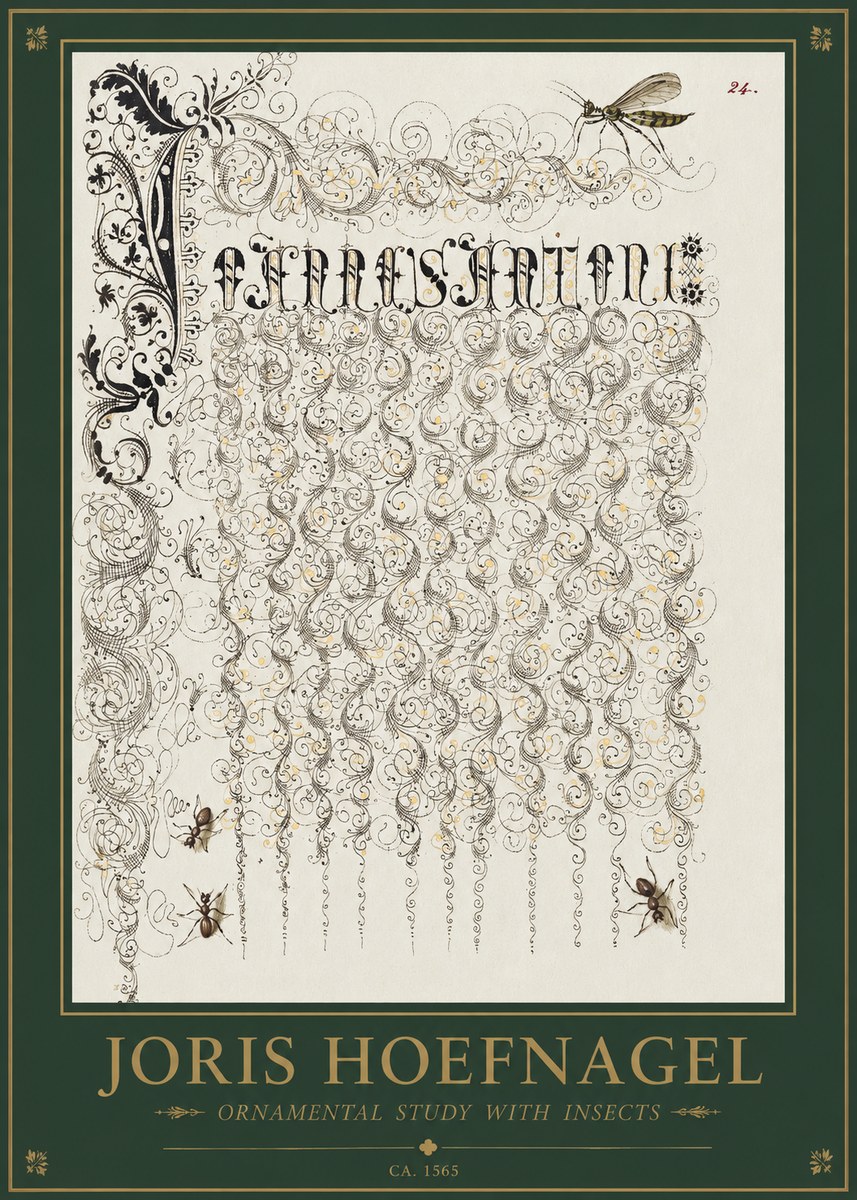 Joris Hoefnagel Ornamental Study with Insects No1 - Poszter