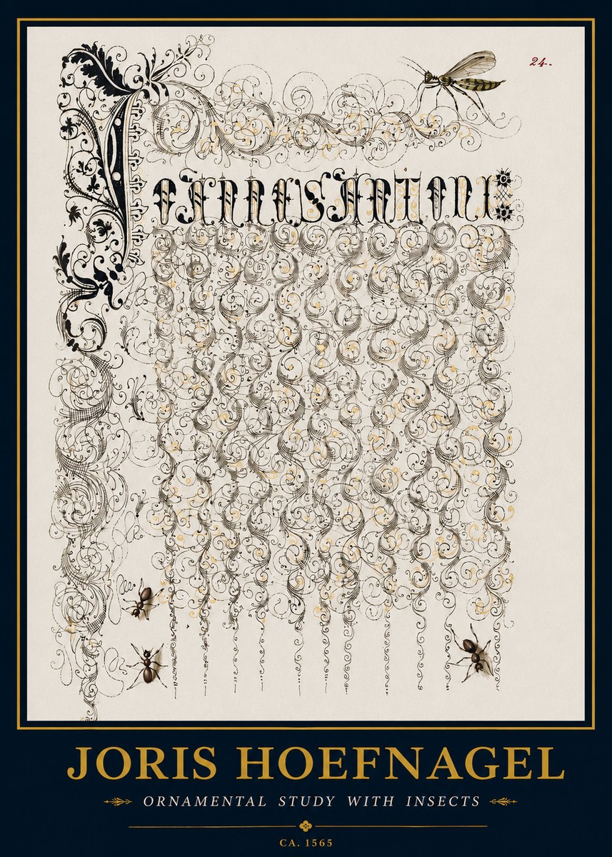Joris Hoefnagel Ornamental Study with Insects No3 - Poszter