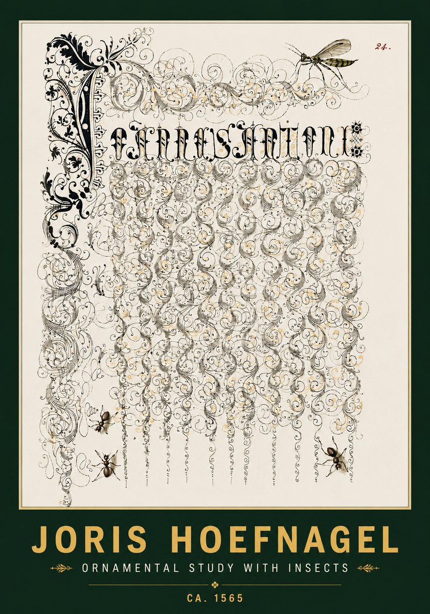 Joris Hoefnagel Ornamental Study with Insects No4 - Poszter