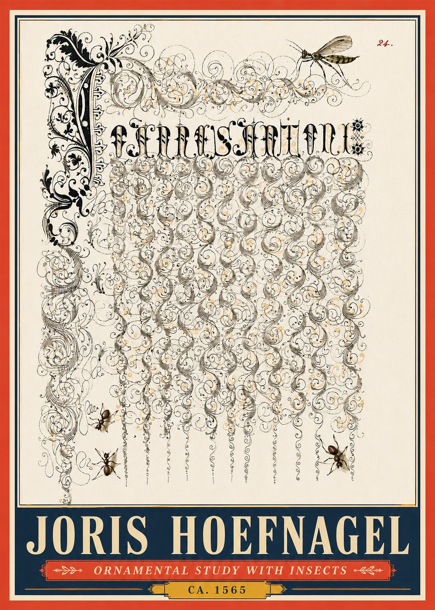 Joris Hoefnagel Ornamental Study with Insects No5 - Poszter