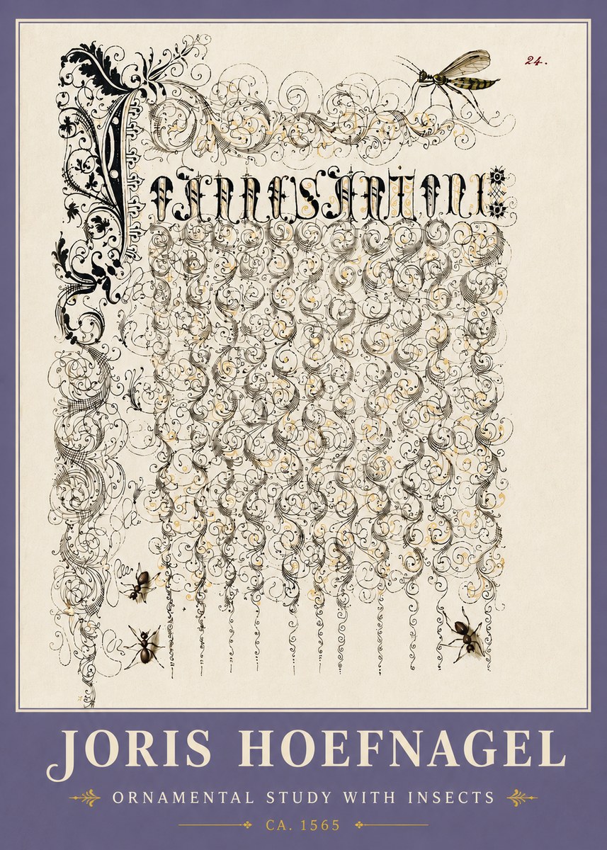 Joris Hoefnagel Ornamental Study with Insects No6 - Poszter