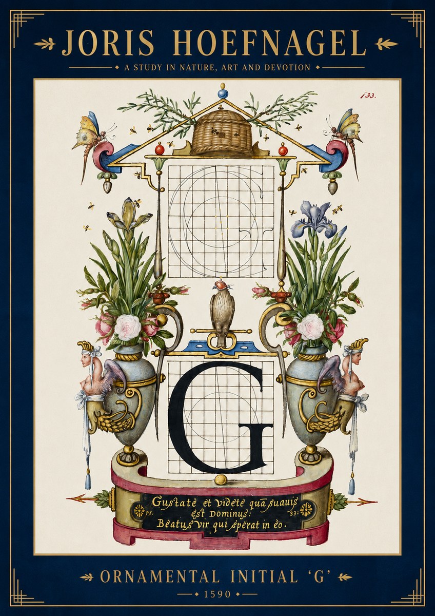 Joris Hoefnagel Ornamental Initial 'G' No3 - Poszter
