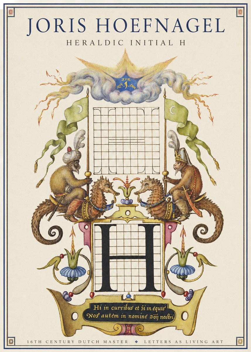 Joris Hoefnagel Heraldic Initial H No1 - Poszter
