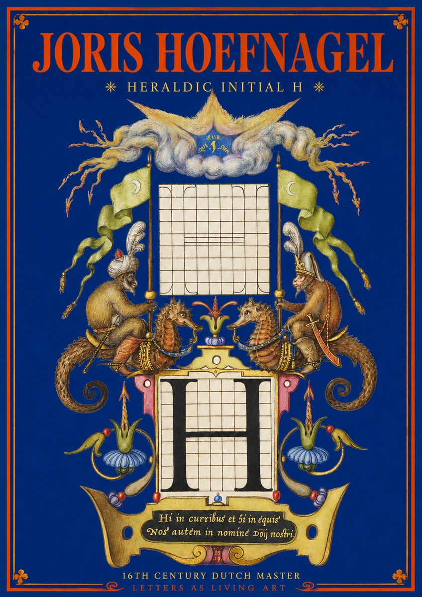 Joris Hoefnagel Heraldic Initial H No2 - Poszter