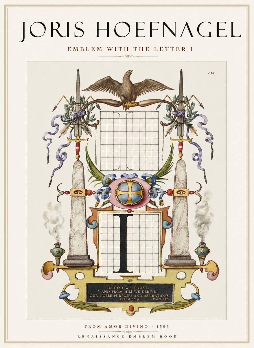 Joris Hoefnagel Ornamental Design with Dedicatory Inscription No2 - Poszter