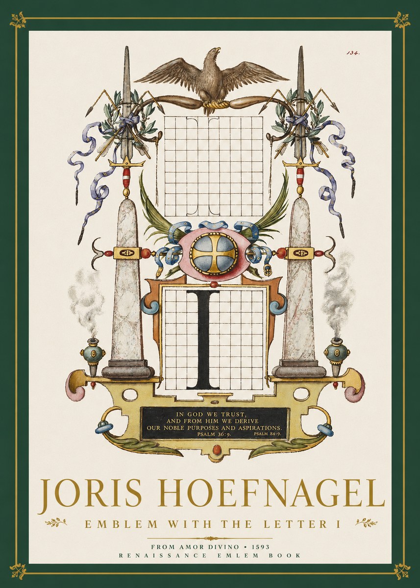 Joris Hoefnagel Ornamental Design with Dedicatory Inscription No4 - Poszter