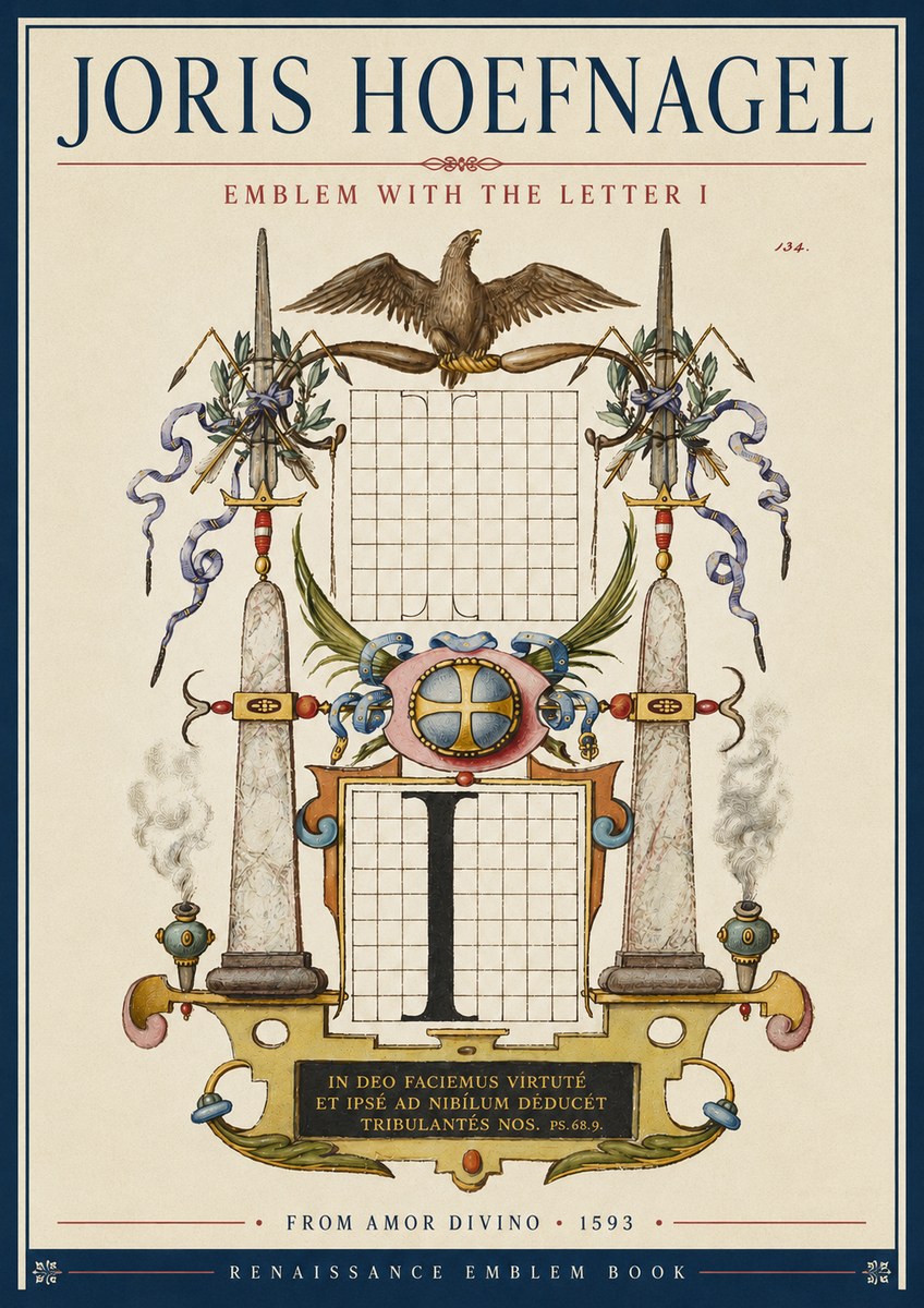 Joris Hoefnagel Ornamental Design with Dedicatory Inscription No5 - Poszter
