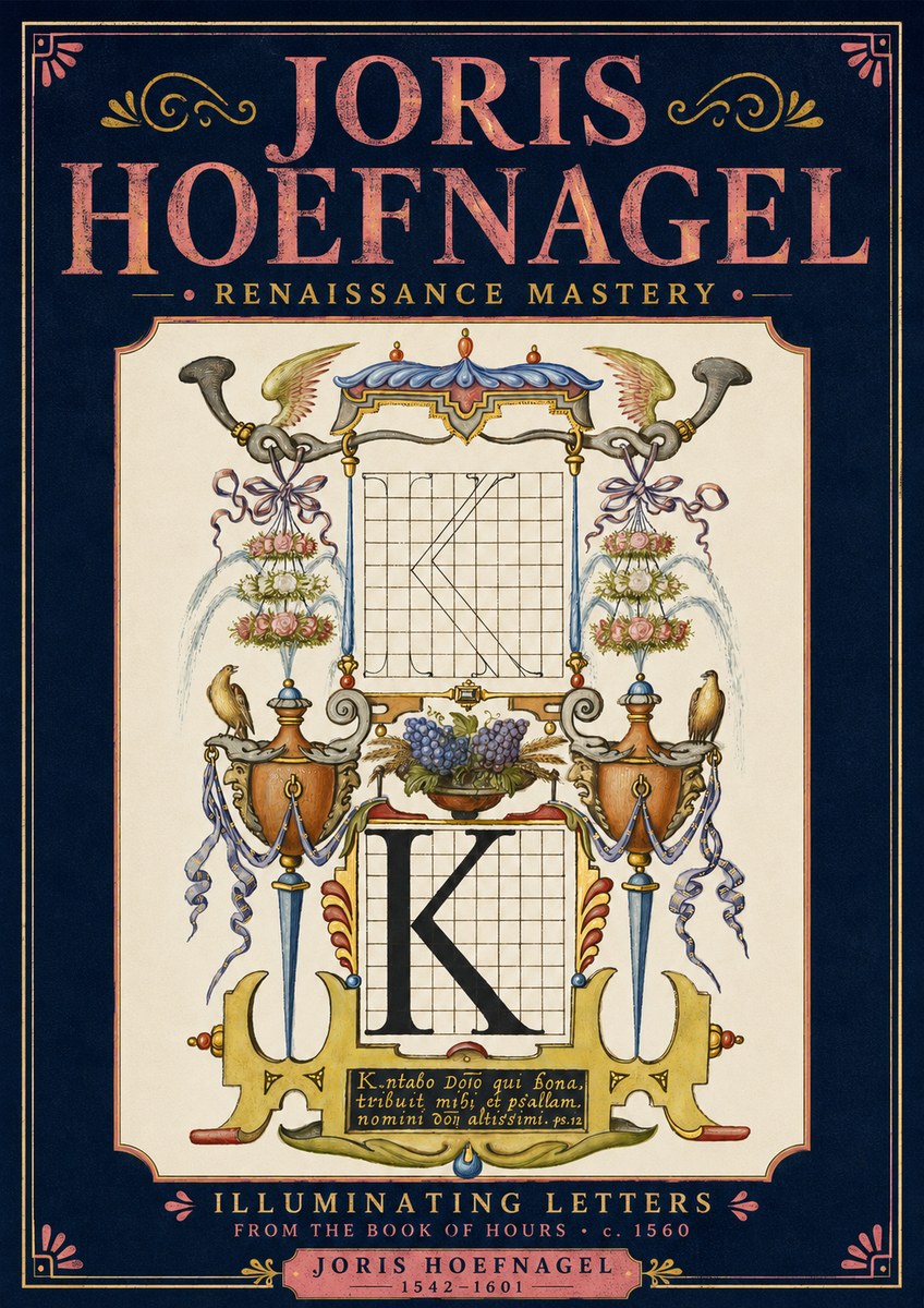 Joris Hoefnagel Illuminated Initial "K" from the Book of Hours No4 - Poszter
