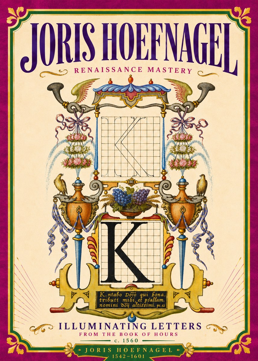 Joris Hoefnagel Illuminated Initial "K" from the Book of Hours No6 - Poszter