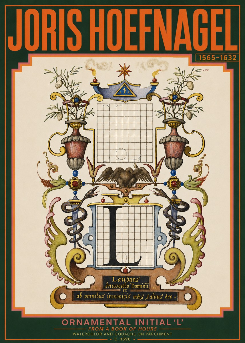 Joris Hoefnagel Ornamental Initial 'L' No3 - Poszter