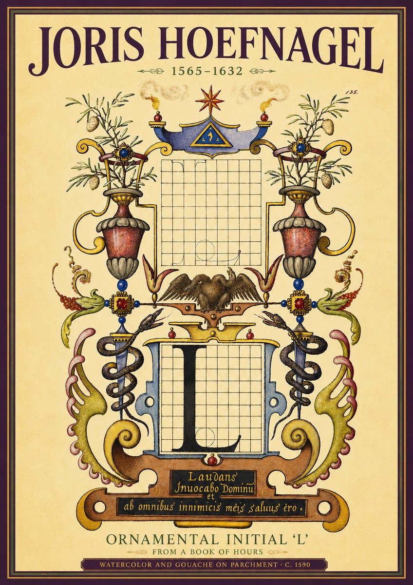 Joris Hoefnagel Ornamental Initial 'L' No4 - Poszter