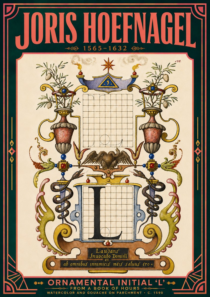 Joris Hoefnagel Ornamental Initial 'L' No5 - Poszter