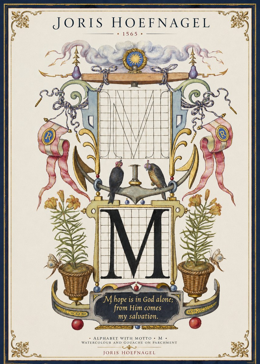 Joris Hoefnagel Alphabet with Motto • M • No1 - Poszter