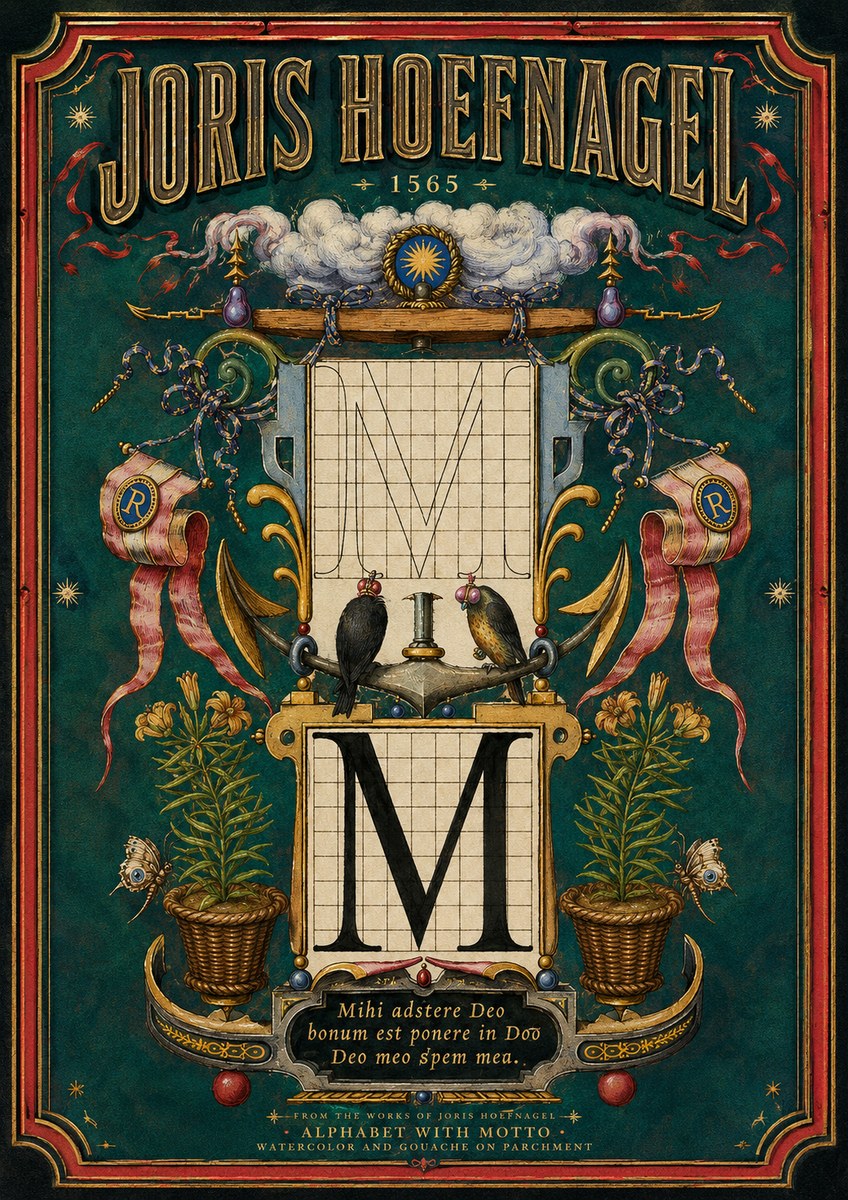 Joris Hoefnagel Alphabet with Motto • M • No3 - Poszter