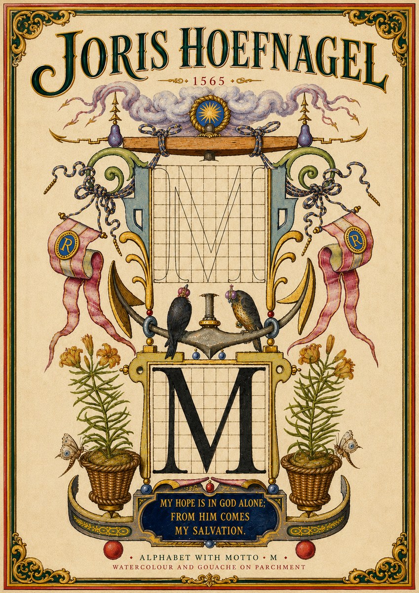 Joris Hoefnagel Alphabet with Motto • M • No6 - Poszter
