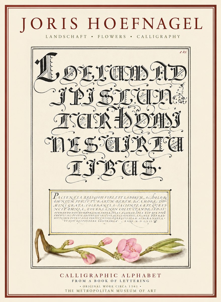 Joris Hoefnagel Calligraphic Alphabet from a Book of Lettering No1 - Poszter