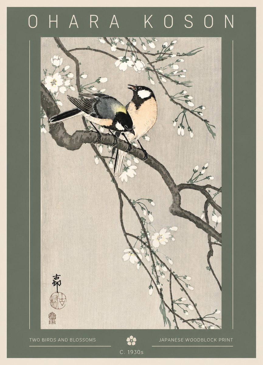 Ohara Koson Two Birds and Blossoms I No3 - Poszter