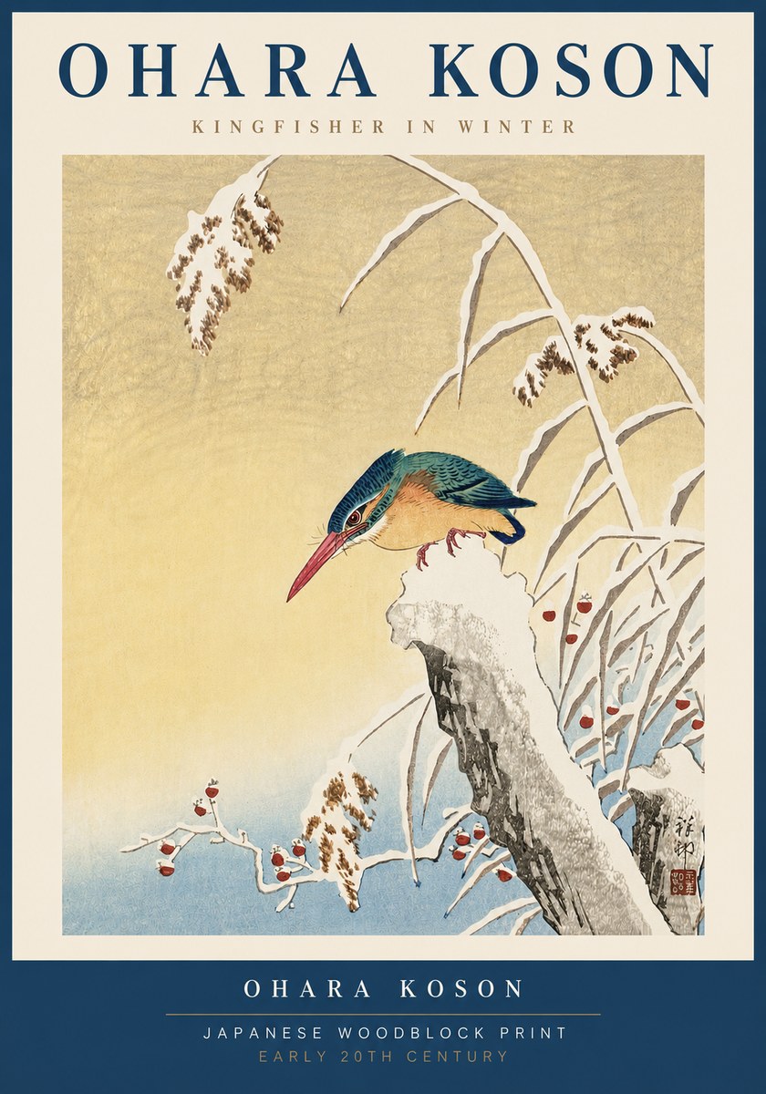 Ohara Koson Kingfisher in Winter I No4 - Poszter