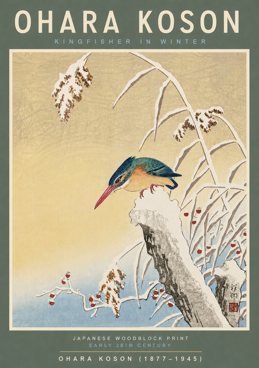 Ohara Koson Kingfisher in Winter I No6 - Poszter