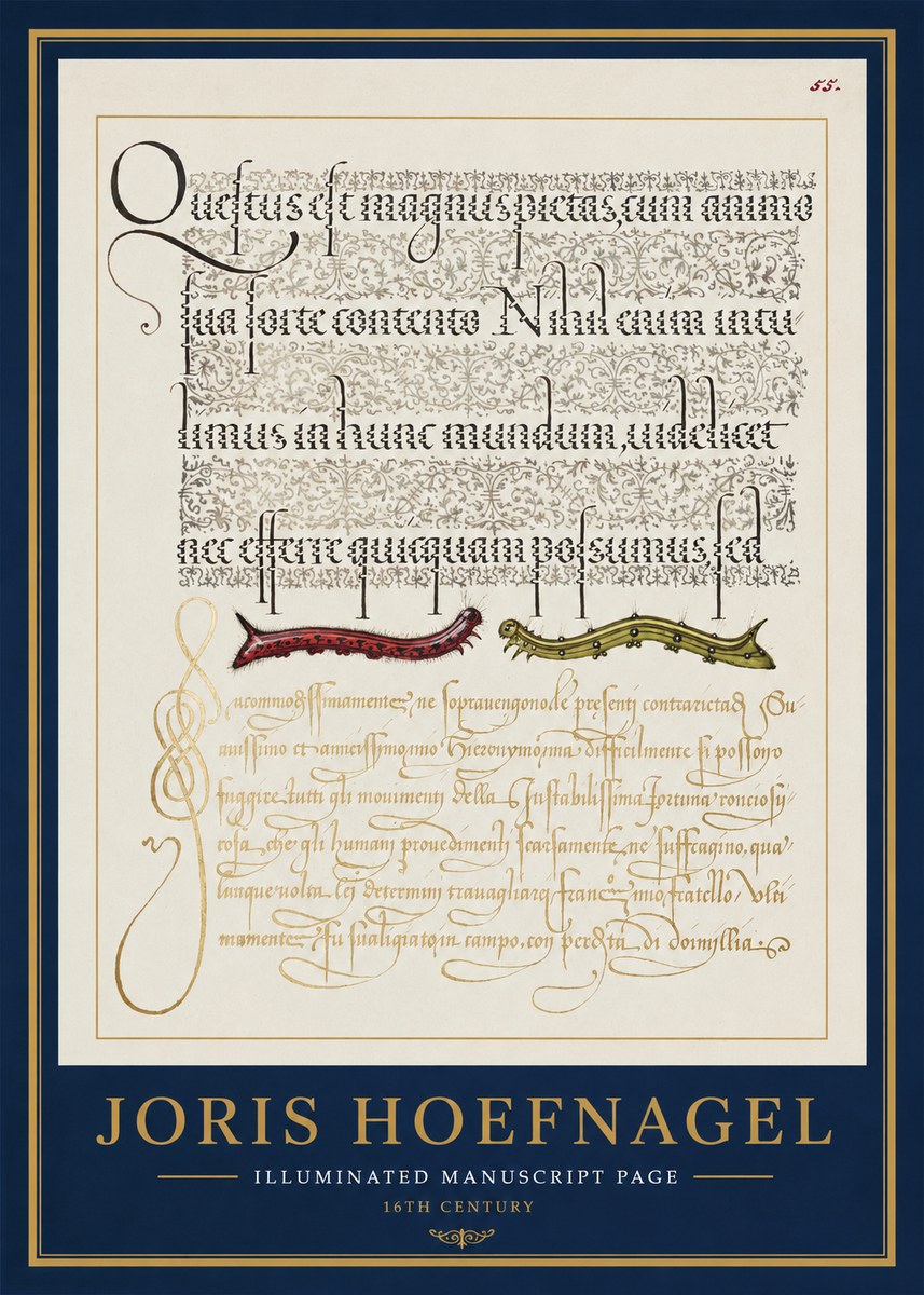 Joris Hoefnagel Illuminated Manuscript Page I No1 - Poszter