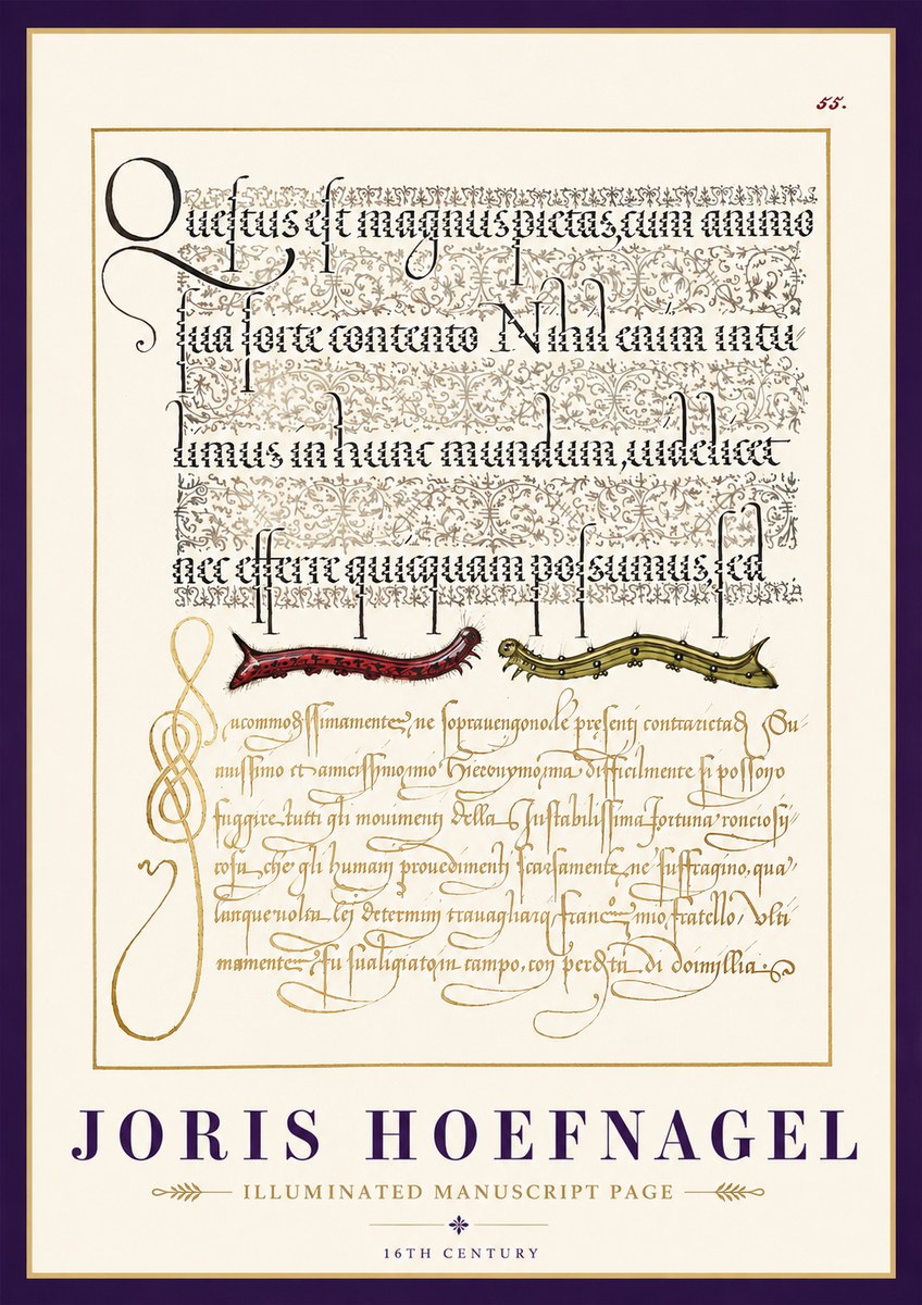 Joris Hoefnagel Illuminated Manuscript Page I No3 - Poszter
