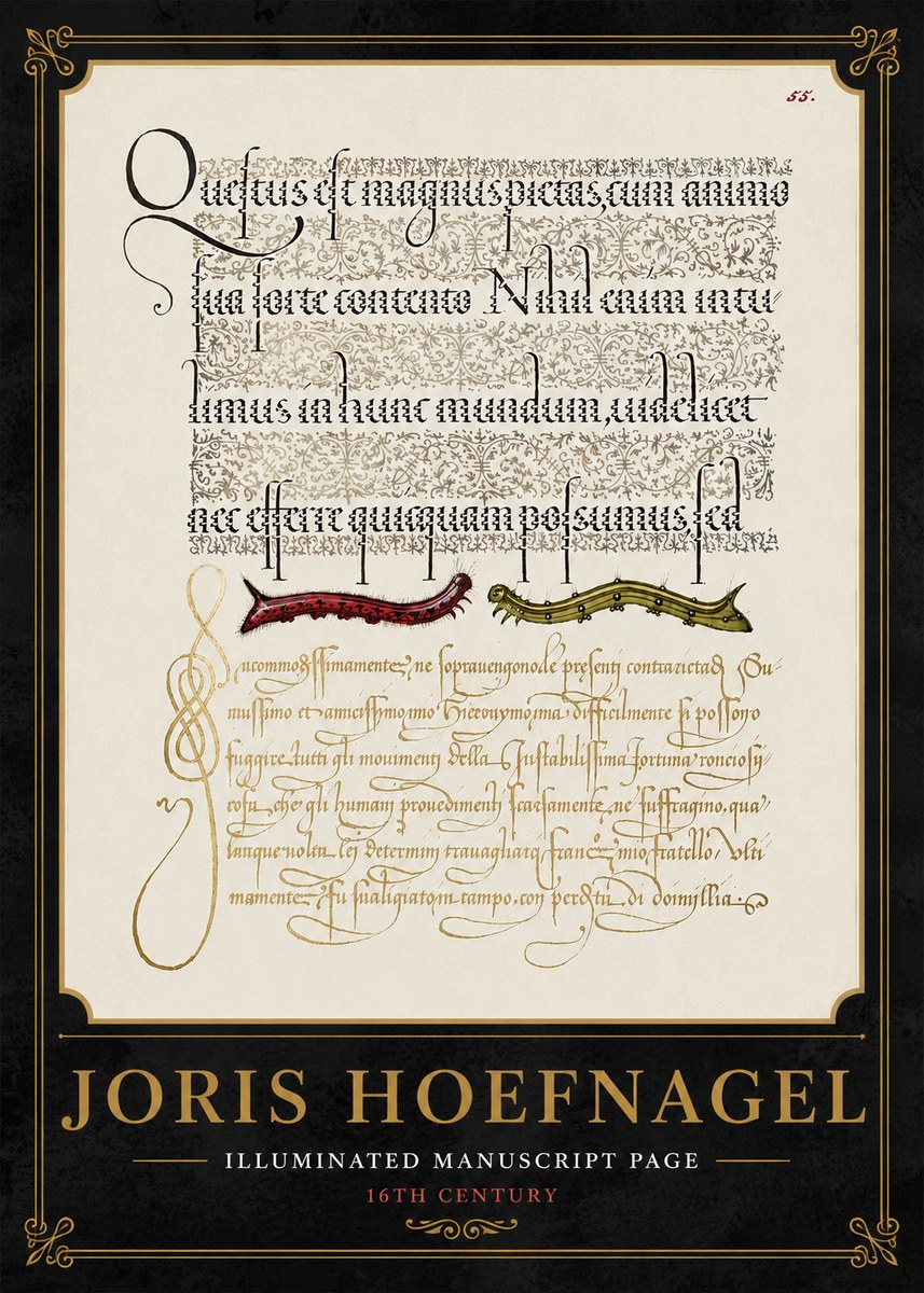 Joris Hoefnagel Illuminated Manuscript Page I No5 - Poszter