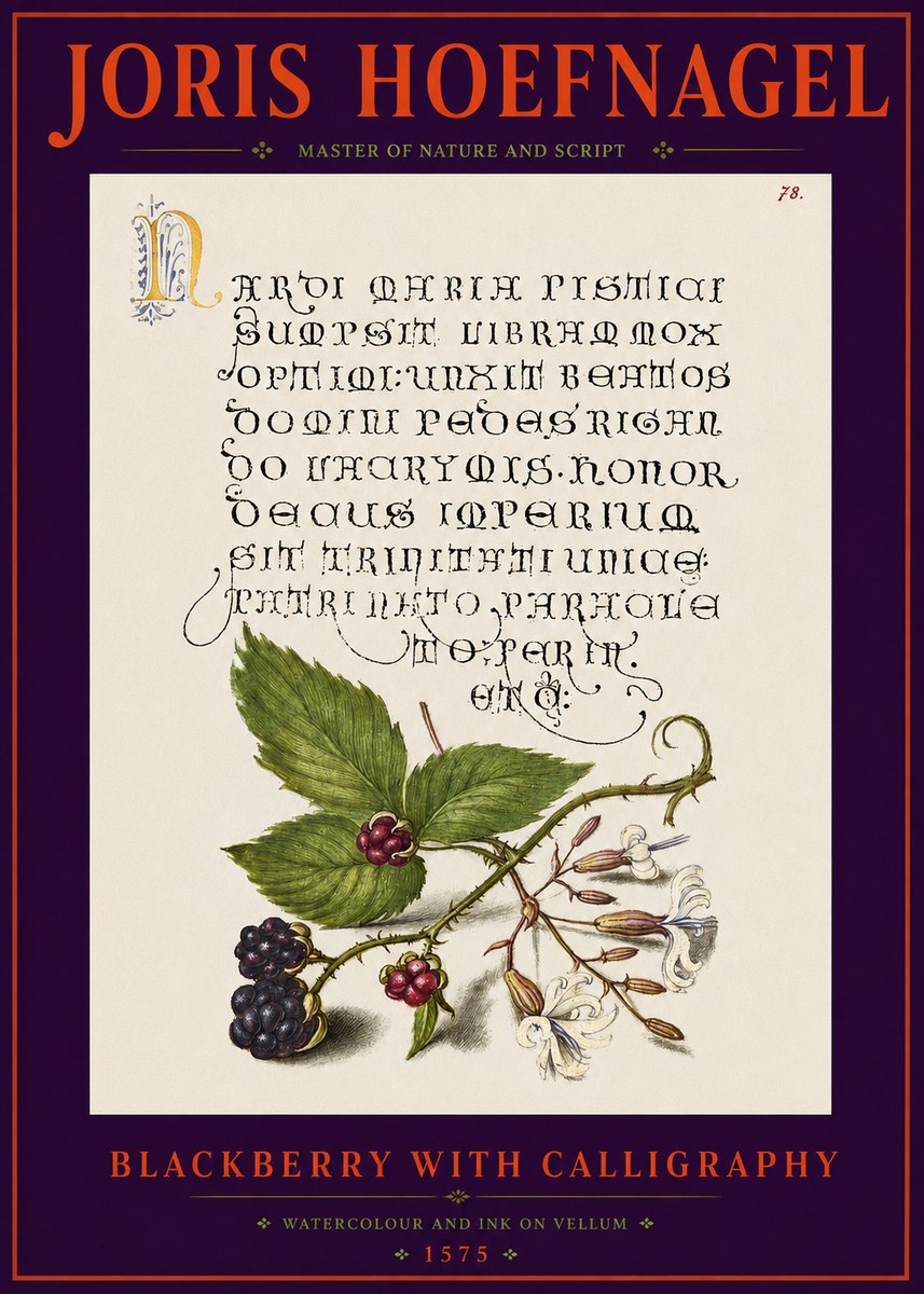 Joris Hoefnagel Calligraphy and Botanical Study II No6 - Poszter