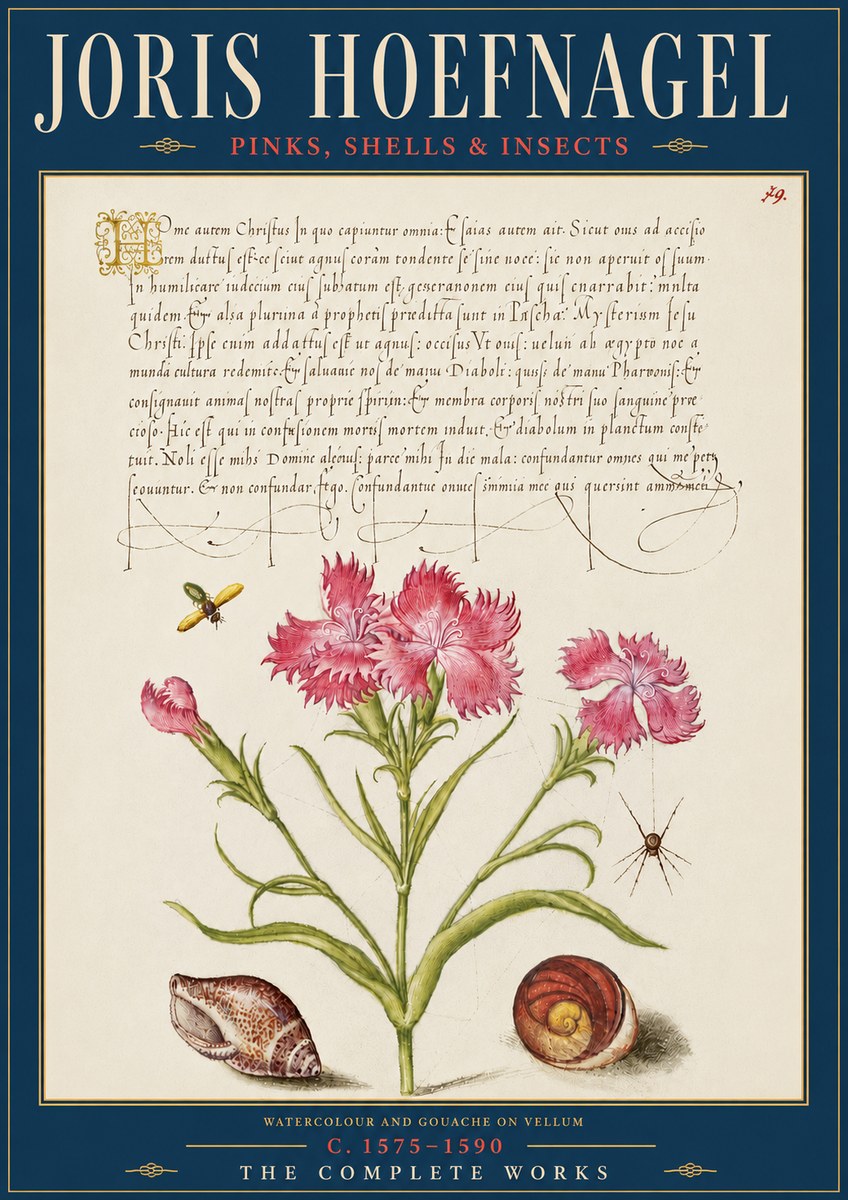Joris Hoefnagel Pinks, Shells & Insects No5 - Poszter