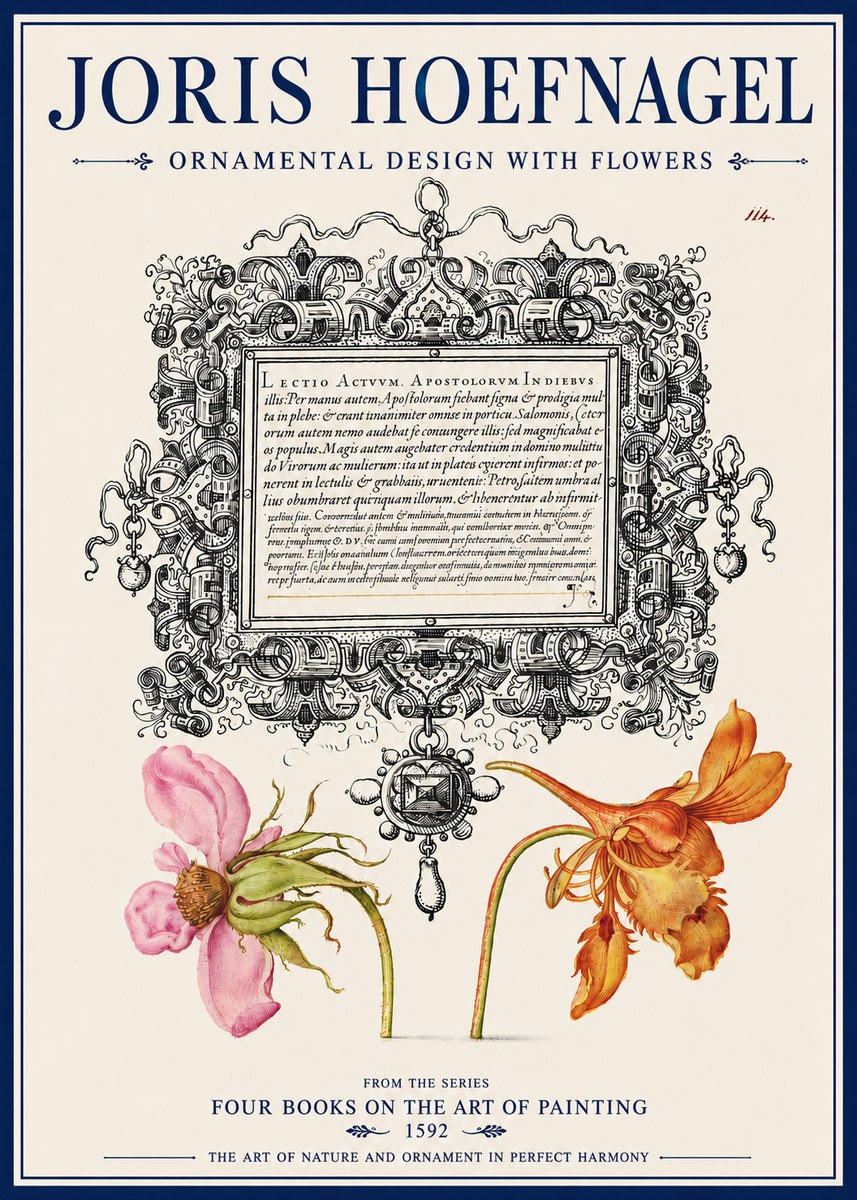Joris Hoefnagel Ornament and Botanical Study No4 - Poszter