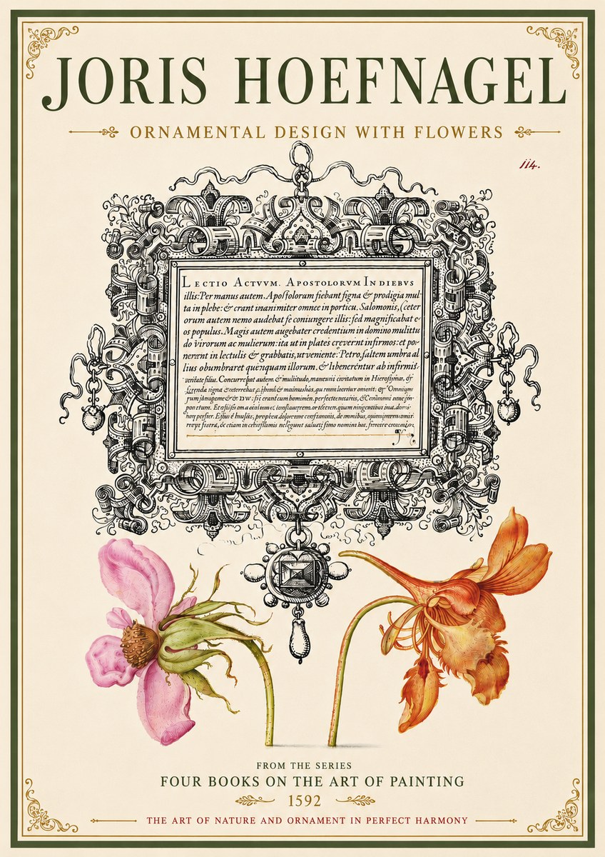 Joris Hoefnagel Ornament and Botanical Study No6 - Poszter