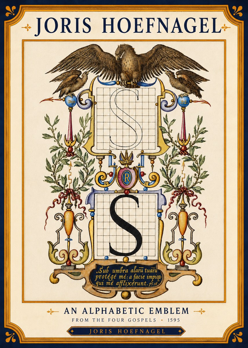 Joris Hoefnagel An Alphabetic Emblem from the Four Gospels No4 - Poszter