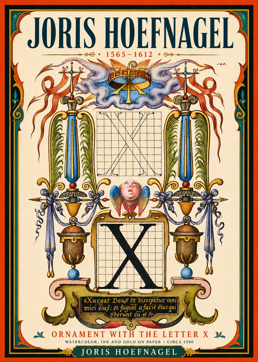Joris Hoefnagel Ornament with the Letter X No5 - Poszter