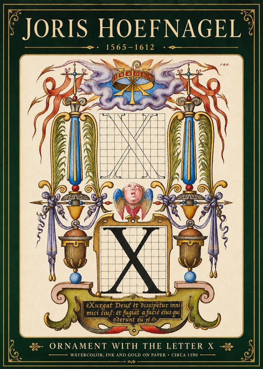 Joris Hoefnagel Ornament with the Letter X No6 - Poszter