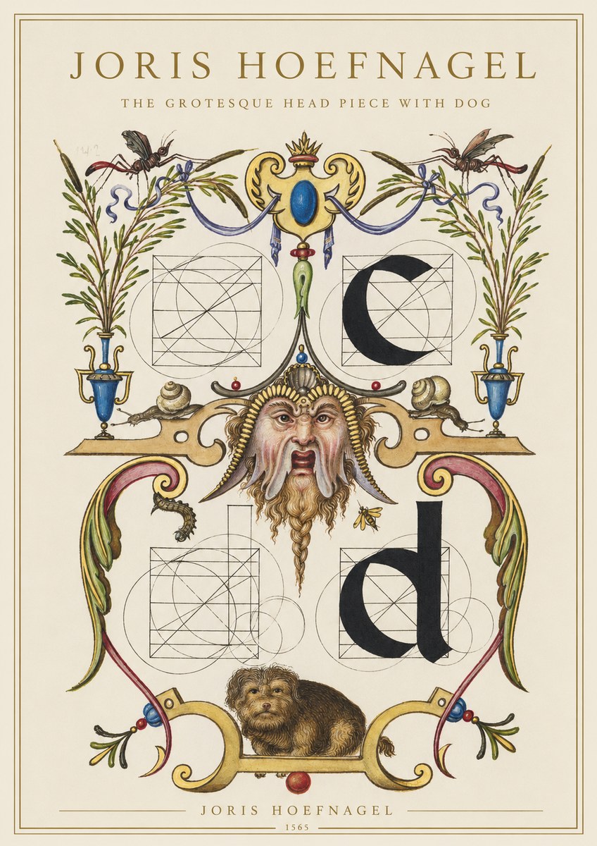 Joris Hoefnagel The Grotesque Head Piece with Dog No1 - Poszter