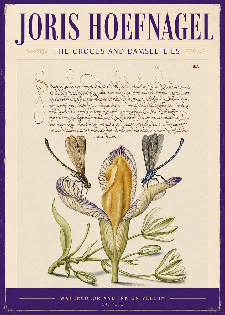 Joris Hoefnagel The Crocus and Damselflies No2 - Poszter